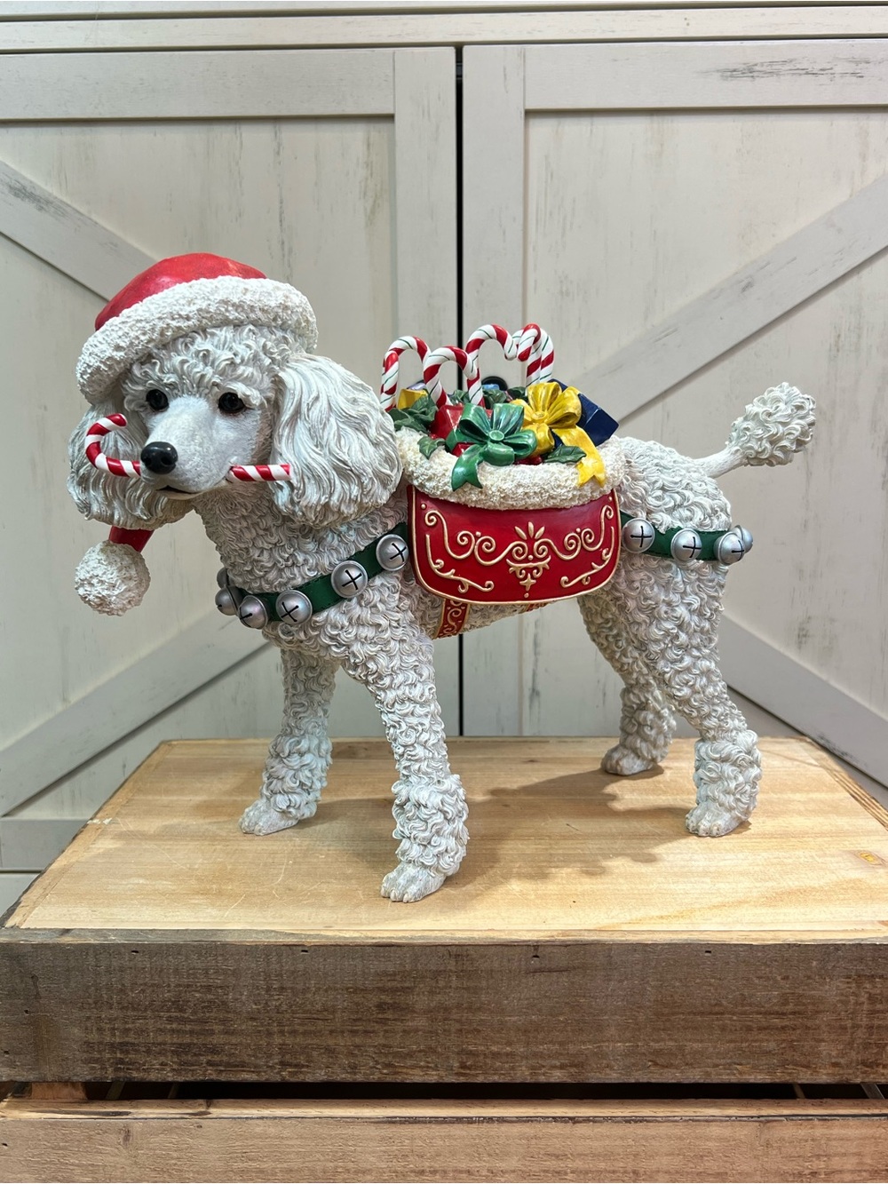 Danbury Mint Christmas Poodle Santa Dog Puppy White VTG Rare Retired